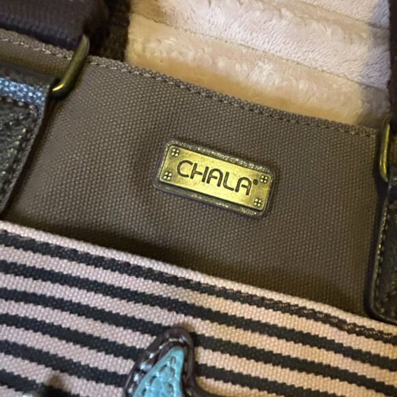 CHALA Unicorn Tote Pink& Brown Stripes Crossbody Messenger Vegan Bag Large Purse - Picture 10 of 14